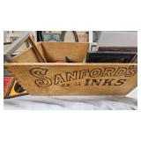 Sanfords Black Ink Wood Box with Vintage Pictures