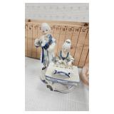 Hand Painted Vase, Porcelain and Bisque Figures