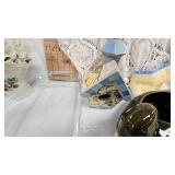 Glasss Loaf Pans, Crocheted Tablecloth