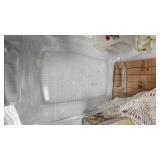Glasss Loaf Pans, Crocheted Tablecloth