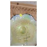 Fenton Lilly Trail on Topaz Opalescent Flip Vase