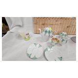 Fenton Hand Painted Periwinkle Blue and Tea Set