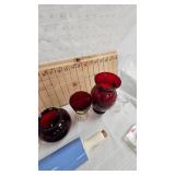 Cherub Oil Lamp, Ceramic Rolling Pin, Ruby Colored Dishes