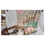 Lot of Decorative Pillow, throw, Dishes