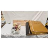 Lot of 2 Scrapbooks with vintage Cutouts and Picture, Misc Trinkets