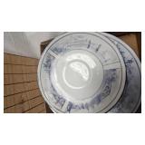 Delft Blau Tea Set, 6 Plates, Saucers, Cups and Sugar Creamer