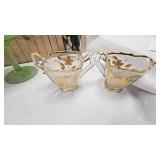 Satin Cranberry Glasses, Green Satin Candy Dish, etc
