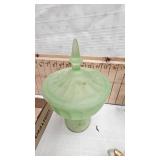 Satin Cranberry Glasses, Green Satin Candy Dish, etc