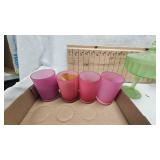 Satin Cranberry Glasses, Green Satin Candy Dish, etc