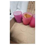 Satin Cranberry Glasses, Green Satin Candy Dish, etc