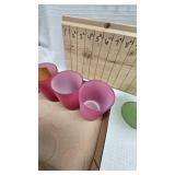 Satin Cranberry Glasses, Green Satin Candy Dish, etc
