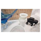 Chalet Glass Bowl, Cast Iron Bank and More