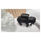 Chalet Glass Bowl, Cast Iron Bank and More