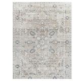 JONATHAN Y Shaii Global Light Gray/Brown 3 ft. x 5 ft. Medallion Low-Pile Machine-Washable Area Rug