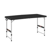 HDX 4 ft. Black Resin Top Single Hand Adjustable Height Indoor/Outdoor Rectangular Folding Utility Table