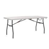 HDX 6 ft. Almond Resin Top Indoor/Outdoor Rectangular Folding Utility Table