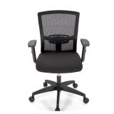 Mesh Seat Reclining Lumbar Support Ergonomic Drafting Office Chair in Black with Arms