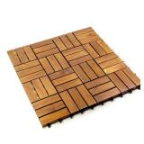 Pro Space 12 in. x 12 in. Acacia Wood Interlocking Flooring Deck Tile Checker Pattern Brown 12-Slats - 110 SQ FT.