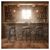 Homy Casa Pistil 24 in. Brown Suede Low-Back Swivel Counter Height Bar Stool, Cushioned with Metal Frame and Footrest (Set of 3)