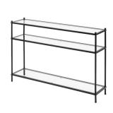 Convenience Concepts Royal Crest 42 in. Black Rectangle Glass Top Console Table with 3-Tiers
