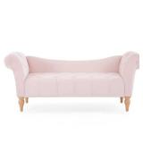 CHRISTOPHER KNIGHT HOME Halcrest French 60.75 in. Pink Button Tufted Velvet Upholstered Entryway Ottoman Bedroom Bench with Back and Rolled Arms