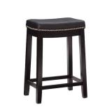 Home Decor Concord 26.5 in. Black Backless Wood Counter Stool with Faux Leather Seat