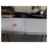 HDX 4 ft. Almond Resin Top Single Hand Adjustable Height Indoor/Outdoor Rectangular Folding Utility Table