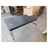 HDX 4 ft. Black Resin Top Single Hand Adjustable Height Indoor/Outdoor Rectangular Folding Utility Table
