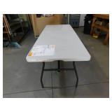 HDX 6 ft. Almond Resin Top Indoor/Outdoor Rectangular Folding Utility Table
