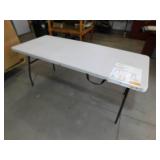 HDX 6 ft. Almond Resin Top Indoor/Outdoor Rectangular Folding Utility Table