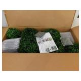 HOMCOM 39.4 in. Set of 2 Decorative Artificial Plants, Topiary Ball-shaped Boxwood Trees in Pot, Fake Plants