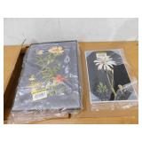 Stupell Industries "Botanical Drawing White Flower On Black Design" by Lettered and LinedWood Wall Art 15 in. x 10 in.