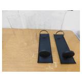 DANYA B Algarve 16 in. Black Pillar Candle Sconces (Set of 2)