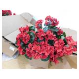 LIVING LUXURY 16 in. Red Artificial Geranium Flower Stem Bush Bouquet - 20 stems