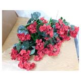 LIVING LUXURY 16 in. Red Artificial Geranium Flower Stem Bush Bouquet - 20 stems