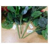 LIVING LUXURY 16 in. Red Artificial Geranium Flower Stem Bush Bouquet - 20 stems
