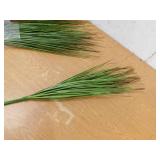 Artificial Grass Plant, 27 in. Faux Onion Grass, PVC Greenery Shrubs for Indoor/Outdoor Home, Office, 3 Pack, Green