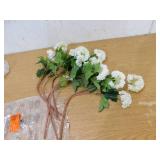 23 in. White Artificial Hydrangea Flower Branch Stem Faux Silk Floral Stems for Vase Wedding Home Decor 3pcs