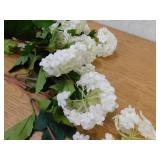 23 in. White Artificial Hydrangea Flower Branch Stem Faux Silk Floral Stems for Vase Wedding Home Decor 3pcs