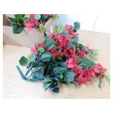 Nearly Natural Indoor/Outdoor 28 in. Bougainvillea Hanging Bush Artificial Plant UV Resistant (Set of 2)