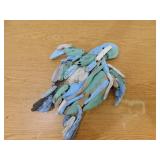 Liv & Skye Blue 12 in. x 2 in. Wood Driftwood MDF Coastal 2 Tone Turtle Figurine