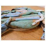 Liv & Skye Blue 12 in. x 2 in. Wood Driftwood MDF Coastal 2 Tone Turtle Figurine