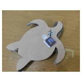 Liv & Skye Blue 12 in. x 2 in. Wood Driftwood MDF Coastal 2 Tone Turtle Figurine