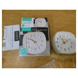 La Crosse Clock White Square Silent Sweeping Analog Alarm Clock
