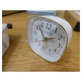 La Crosse Clock White Square Silent Sweeping Analog Alarm Clock