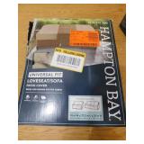 Hampton Bay 38 in. L x 77.3 in. W x 31 in. H Beige Patio Furniture Loveseat and Sofa (2-In-1) Cover