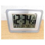 La Crosse Technology Cool Gray/Silver Temperature Digital Atomic Wall/Table Clock