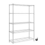 HDX 5-Tier Steel Wire Shelving Unit with Casters in Chrome (48 in. W x 72 in. H x 18 in. D)