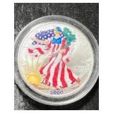 2000 AMERICAN SILVER EAGLE 1 TROY OZ .999 FINE SILVER IN COLOR