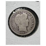 1905 US BARBER DIME